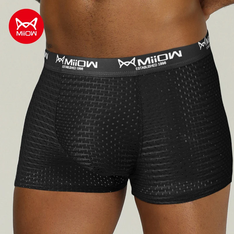 MiiOW Lưới Quần Lót Nam Boxer Quần Short Kháng Khuẩn Băng Lụa Cueca Quần Lót Nam Quần Lót Thoáng Khí Boxershorts 2022 Hàng Mới Về
