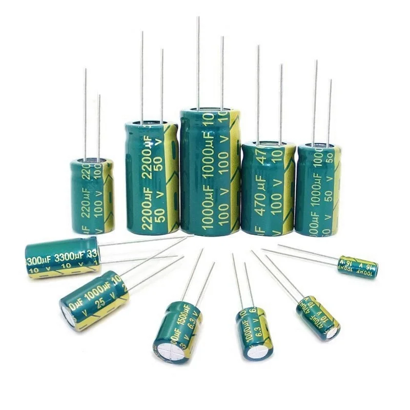 Alta Frecuencia 6,3 V, 10V, 16V, 25V, 35V, 50V, 400V, 450V, 22UF, 47UF, 100UF, 220UF, 330UF, 470UF, 680UF, 1000UF, 1500UF