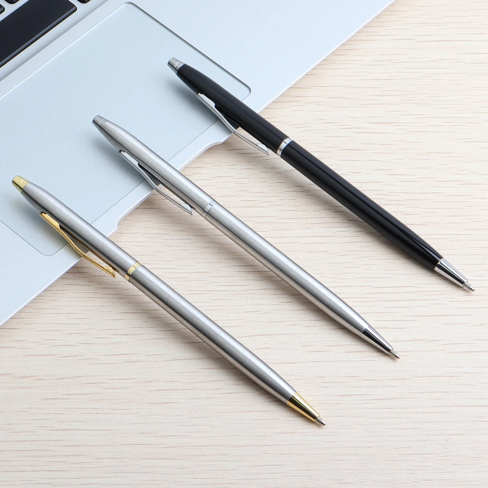2/11/20 Chiếc Bút Bi Thép Không Gỉ Cần Quay Kim Loại Bút Bi Văn Phòng Phẩm Ballpen 0.7 Mm Xanh Dương mực In Văn Phòng & Đồ Dùng Học Tập