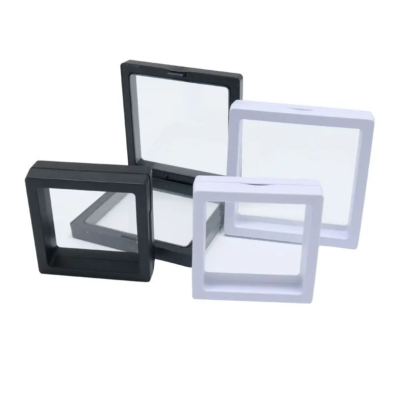 10 Cái/lốc Trong Suốt Trang Sức Màn Hình Hộp Vòng Cổ Vòng Tay Tổ Chức 3D Nổi Vuông Khung Lưu Trữ Bộ Sưu Tập
