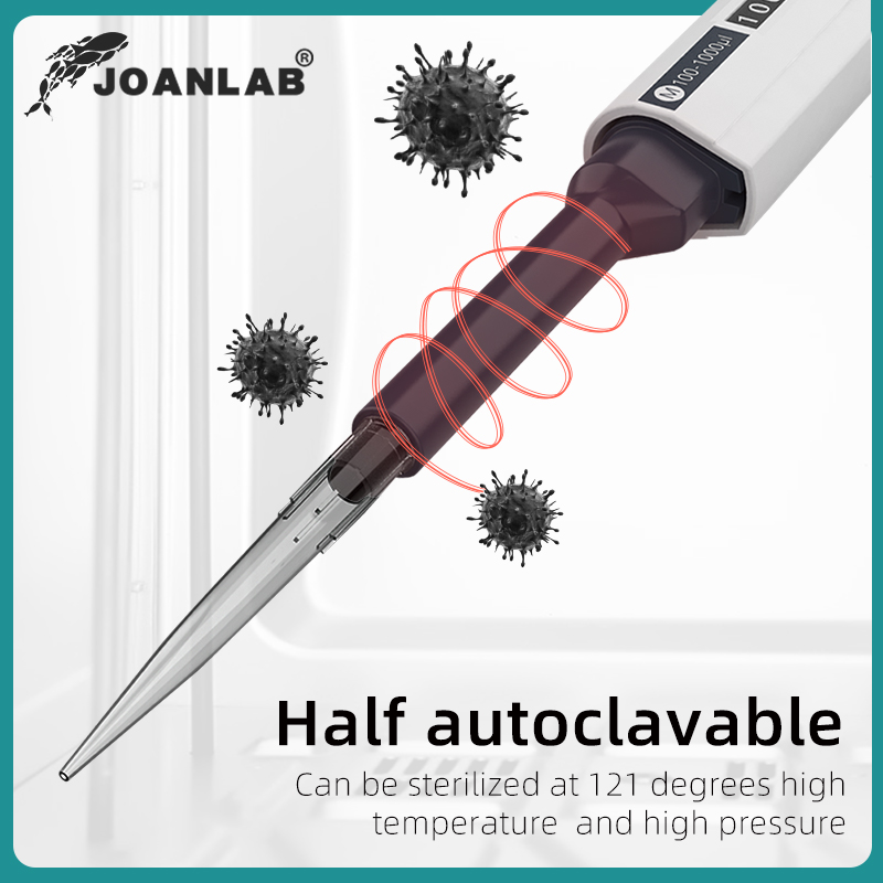 JOANLAB 실험실 피펫 플라스틱 피펫 Dropper 수동 디지털 조정 가능한 마이크로 피펫 피펫 팁이있는 실험실 장비