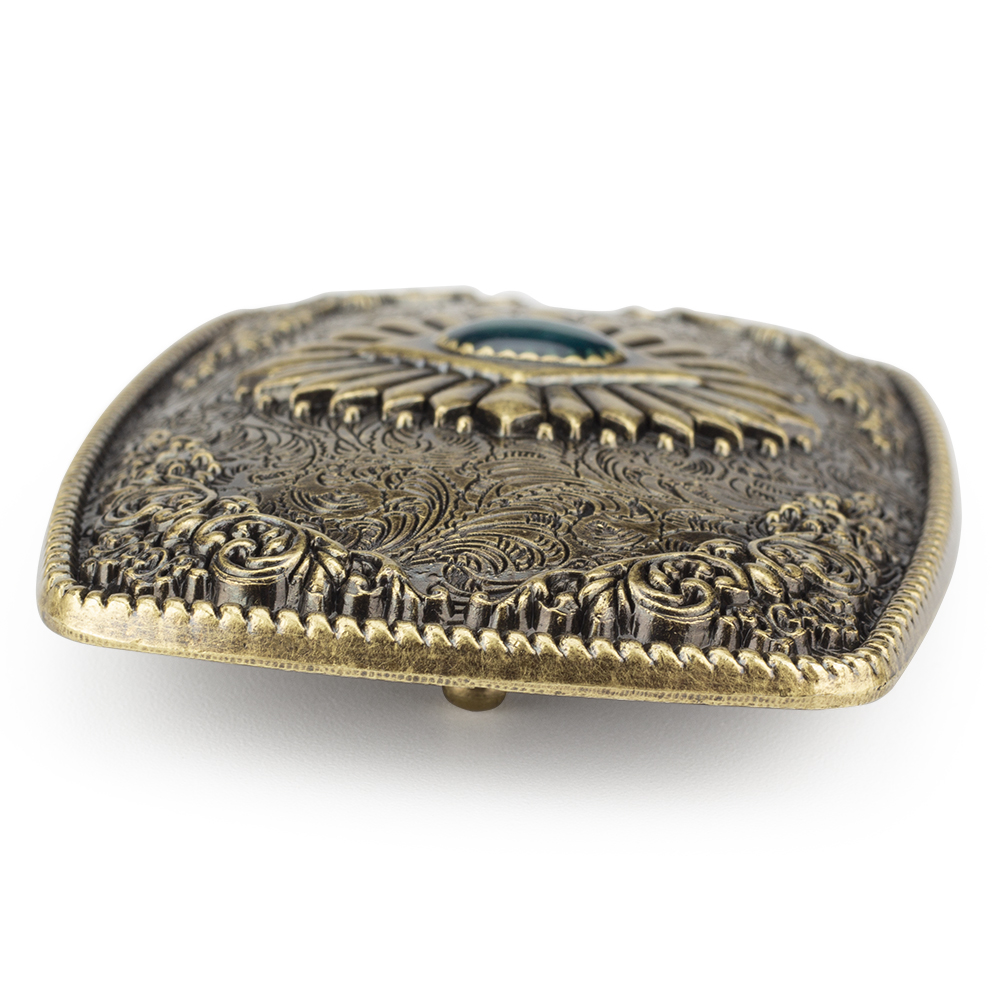 Hebilla de cinturón azul zafiro bronce exquisito patrón decorativo para hombres vaquero grande