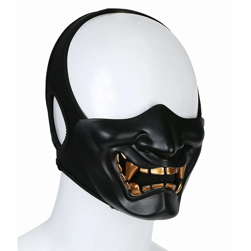 Máscara de Paintball samurái con calavera, máscaras tácticas de media cara, equipo de juego de guerra, disfraz de Halloween, máscara de caza para Cosplay