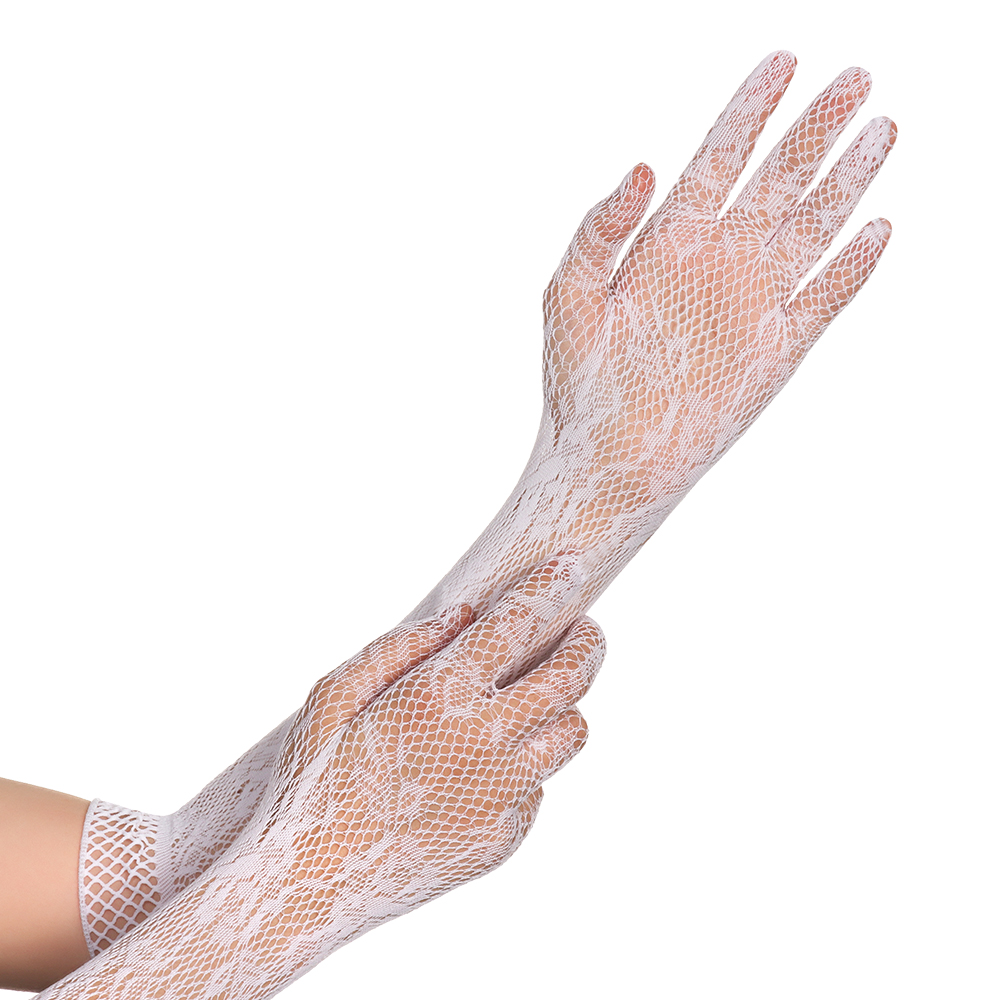 Luvas de noiva longas de malha, luva de renda gótica steampunk para casamento