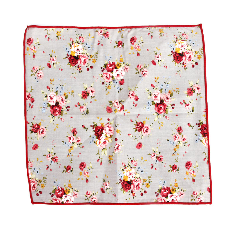 Pañuelo de algodón para hombre, pañuelos cuadrados de bolsillo, flor rosa, Cachemira, Estilo Vintage, nuevo