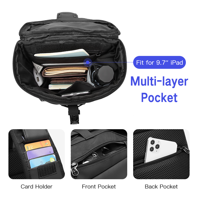 Сумка через плечо мужская, многослойная, водонепроницаемая