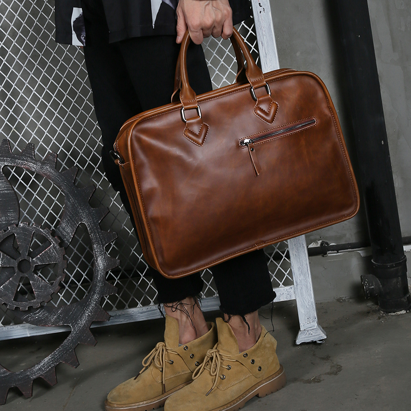 Bolsa de ombro crossbody masculina, pasta de negócios para laptop, grande capacidade, bolsa única, tendência da moda