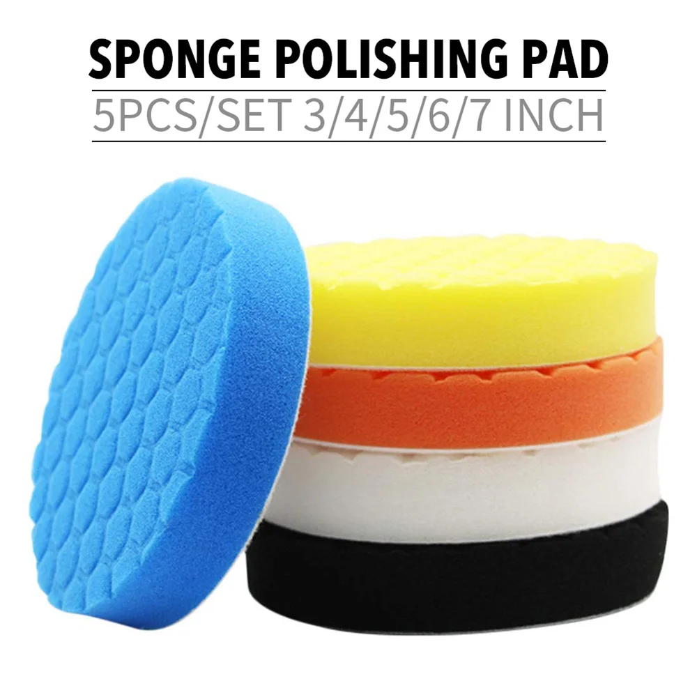 5 pezzi / set tampone per lucidatura per ceratura per auto disco per lucidatura 3/4/5 / pollici strumenti di riparazione per la cura automatica tamponi per cera per dettagli auto composto tampone