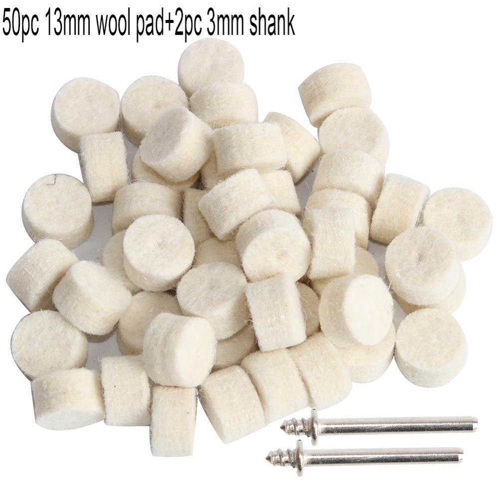 20pc/30pc/50pc Wool Felt Polishing Buffing Round Wheel Grinding Pad 3mm Shank For Dremel Rotary Tool Accessories