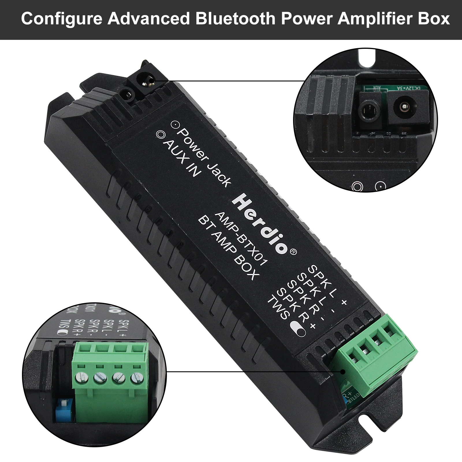 Herdio 2 채널 홈 전력 증폭기 오디오 Bluetooth Aux 미니 증폭기 욕실 벽 천장 음악 스피커 EU/US/UK 플러그
