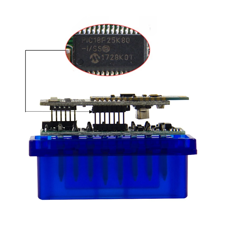 Chip ELM327 V1.5 PIC18F25K80, firmware PCB de 2 capas V1.5 ELM 327 mejor que V2.1, escáner, interfaz OBD2 para coche, compatible con Android estable