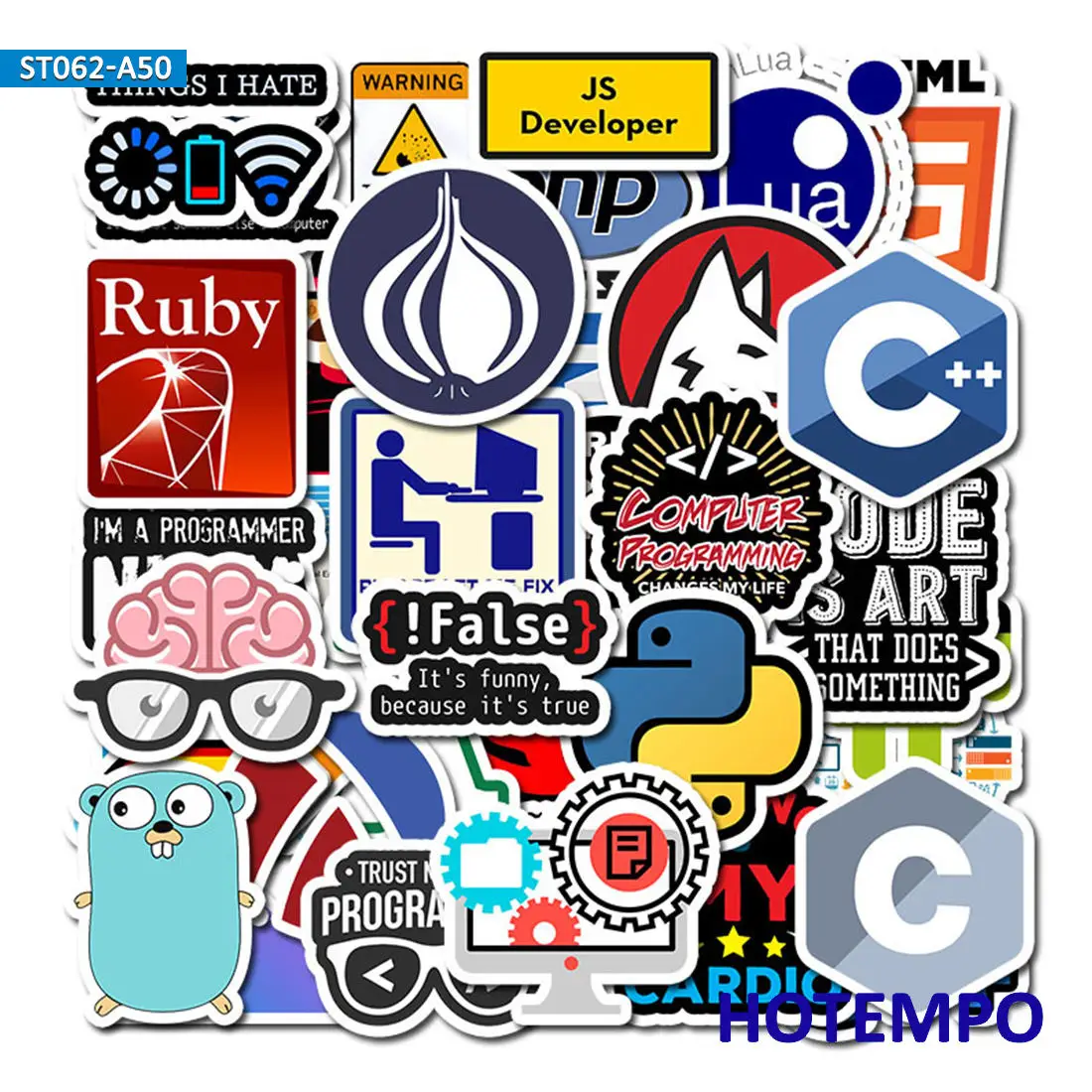 50 Piezas, Lenguaje de programación, Geek de Internet, Programador Pegatinas, para el teléfono, Scrapbook, coche, moto, bicicleta, equipaje, monopatín, guitarra, casco, Portátil Pegatinas, Juguetes