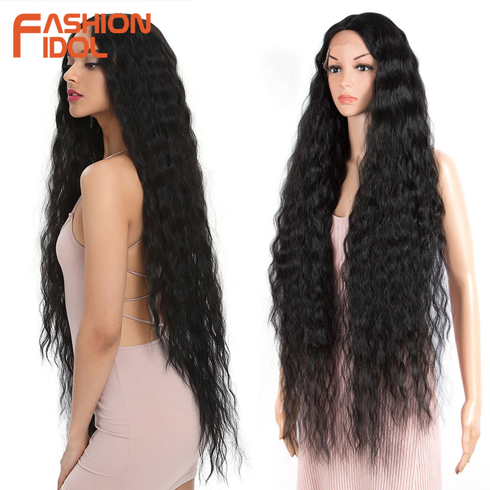 Thời Trang Thần Tượng 42 "Rời Sóng Ren Tóc Giả Tóc Tổng Hợp Bộ Tóc Giả Cho Nữ Màu Đen Ombre Tóc Vàng Nước Lượn Sóng Xoăn Dài tóc Tóc Giả Hóa Trang