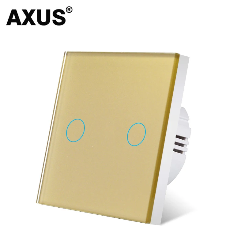AXUS Europeo AC100-240V Temperato Nero Bianco Cristallo Interruttore tattile Pannello Sensore di luce da parete Pulsante 1/2/3 Gang 10A Interrupt