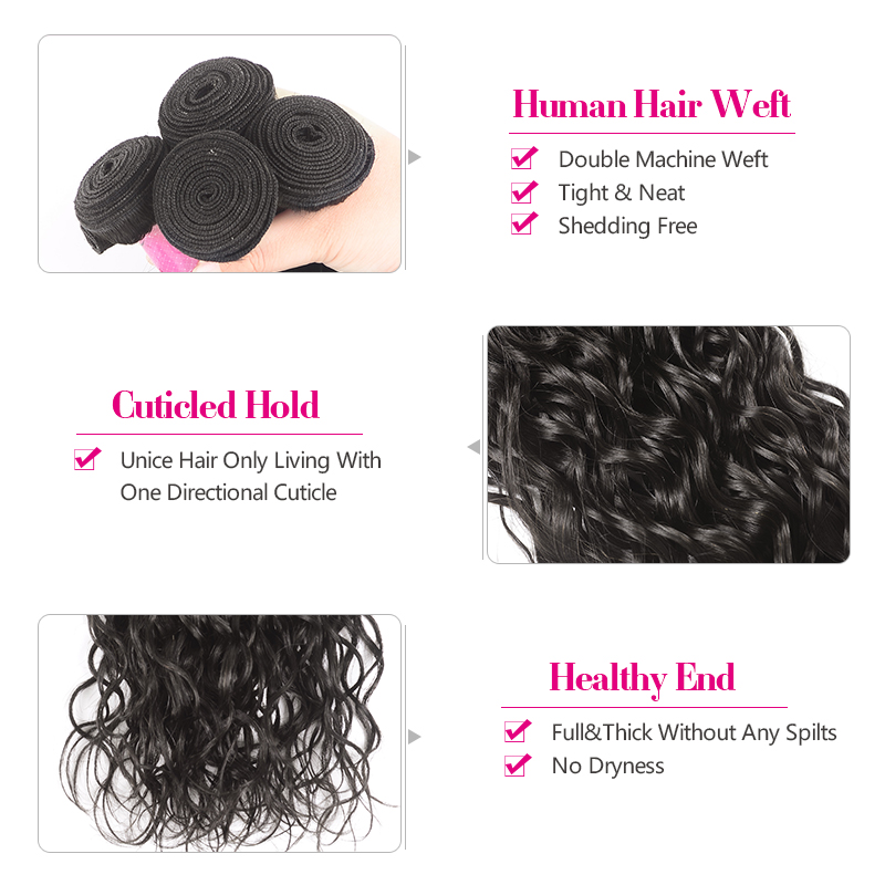 ユニスヘア 1/3/4 バンドル水波ペルーの髪織りバンドル波状ヘアエクステンション 100% レミー人毛水波