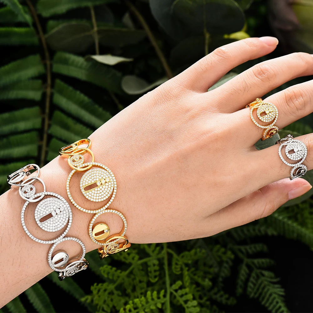 KellyBola Set Perhiasan Cincin Bangle Wanita Mewah Trendi Baru untuk Pernikahan Wanita Kualitas Tinggi Gaya Dubai Baru 2021 Baru