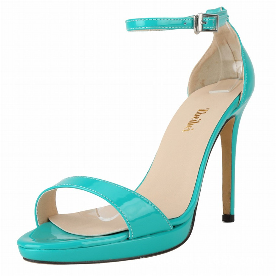 Sandal Gladiator Wanita Platform Modis Gesper Tipis Sepatu Hak Tinggi Kulit Paten Musim Panas Baru Sepatu Ujung Terbuka Gaun Pesta Sepatu Pump Wanita