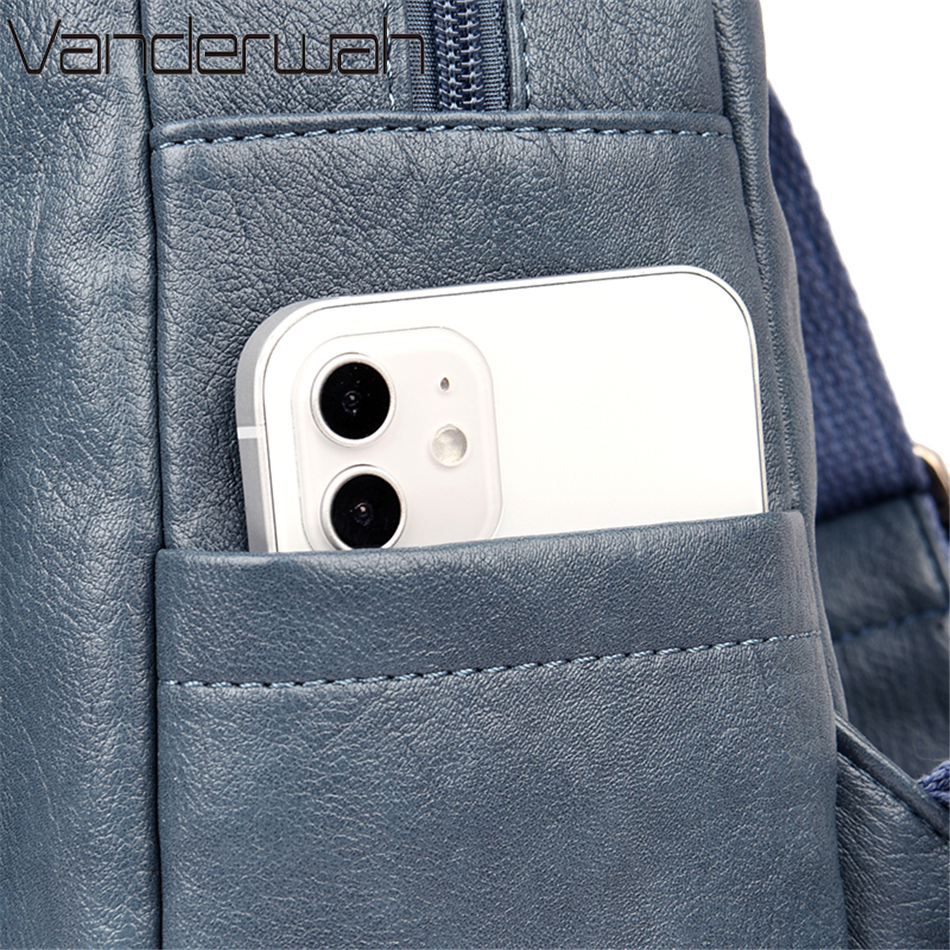 Mochila de gran capacidad para mujer, bolso de cuero de alta calidad, Vintage, escolar, de viaje