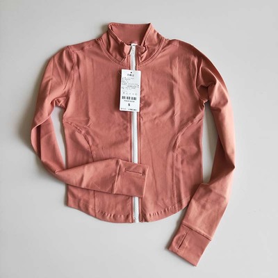 Blusa deportiva de manga larga para mujer, blusa de secado rápido con cremallera y cuello levantado para gimnasio, abrigo de estilo corto para Yoga y respiración