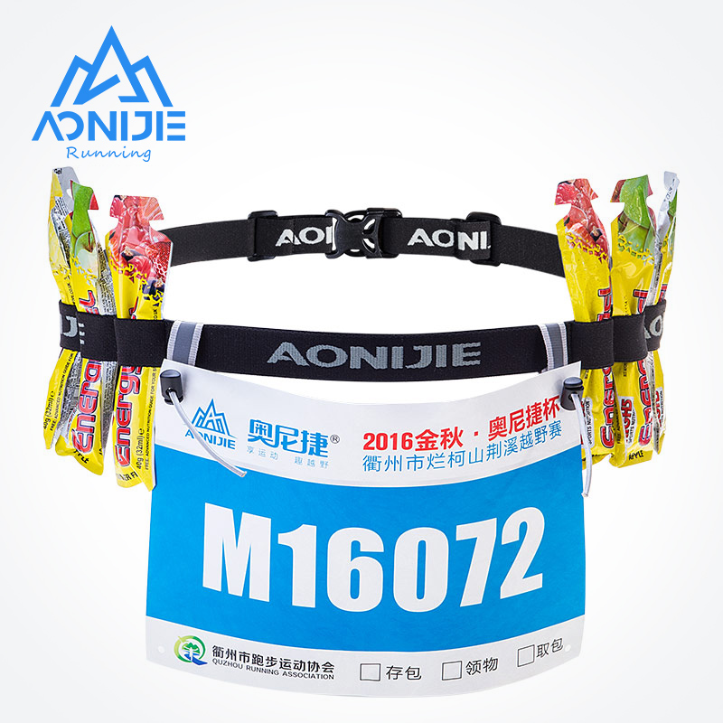 AONIJIE Unisex E4076วิ่งจำนวนเข็มขัดเอว Pack Bib สำหรับไตรกีฬามาราธอนมอเตอร์6ลูปลูป