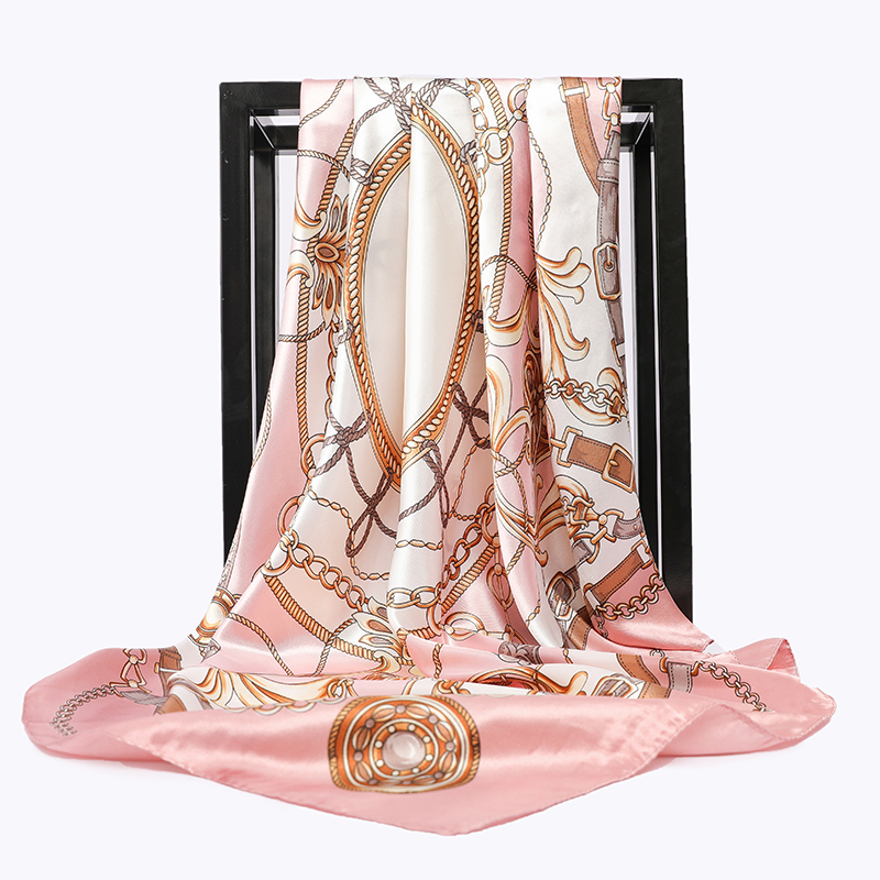 Bufanda cuadrada de marca de lujo de 90x90cm, moda de playa para mujer, envoltura de seda para la cabeza, chal para primavera y verano, Foulard para mujer, pañuelo, hijab silenciador