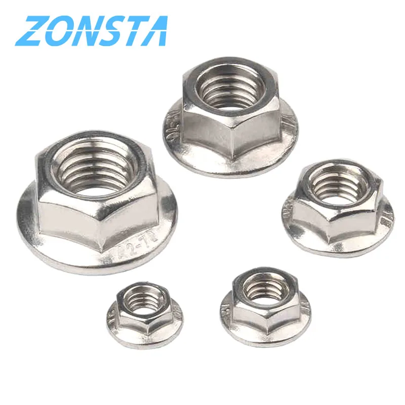 Lục Giác Bích Hạt M3 M4 M5 M6 M8 M10 M12 M16 M20 304 Thép Không Gỉ Làm Hồng Môi Khóa Tự Động Hạt DIN6923 răng Cưa Spinlock