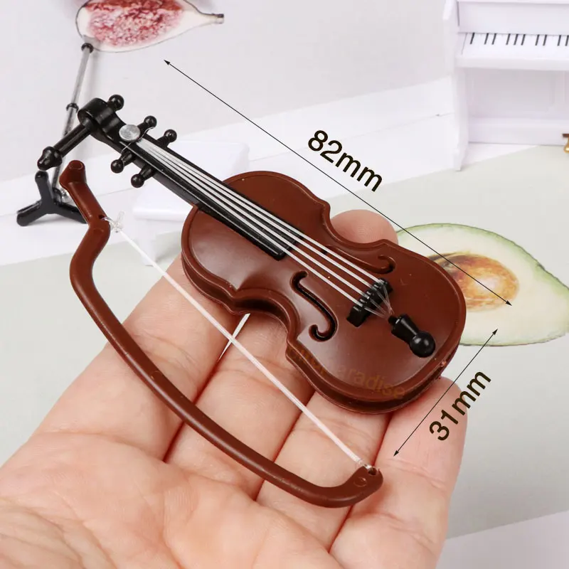 Accesorios para casa de muñecas, violín en miniatura, guitarra, instrumentos musicales, Mini accesorios, modelo de muñecas de juguete, muebles para casa de muñecas Ob11, 1/12