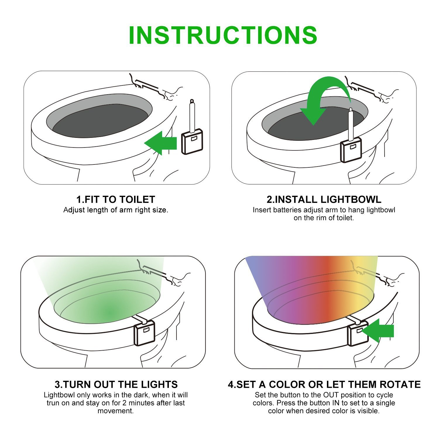 Lampada da bagno impermeabile con sensore di movimento automatico, luce notturna per WC, 16 colori, lampada da bagno impermeabile a batteria