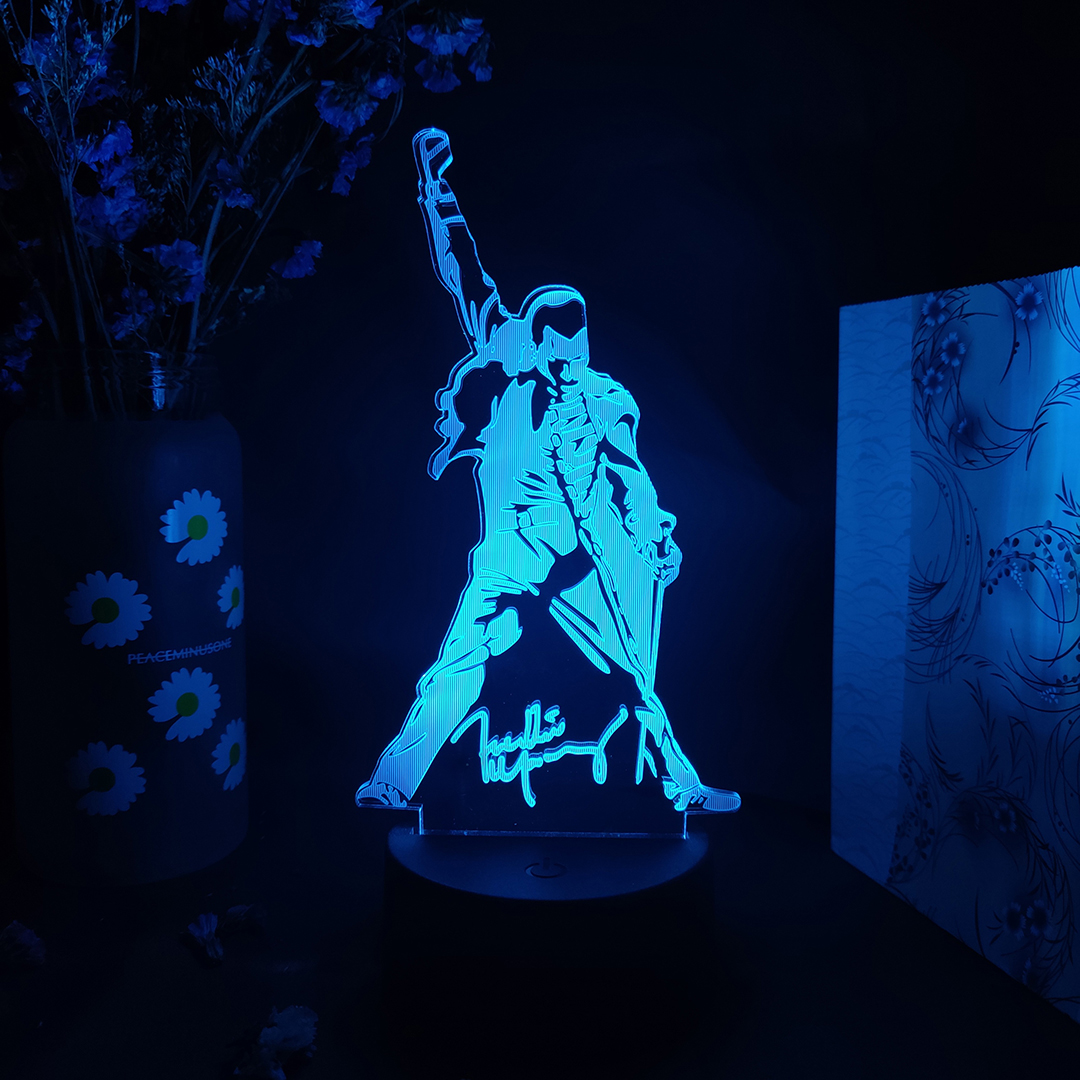 3D Led Night Light Queen Freddie Mercury Figure Color Changing Nightlight Office Bedroom Table Decor Lamp Xmas Gift Desktop Lamp
