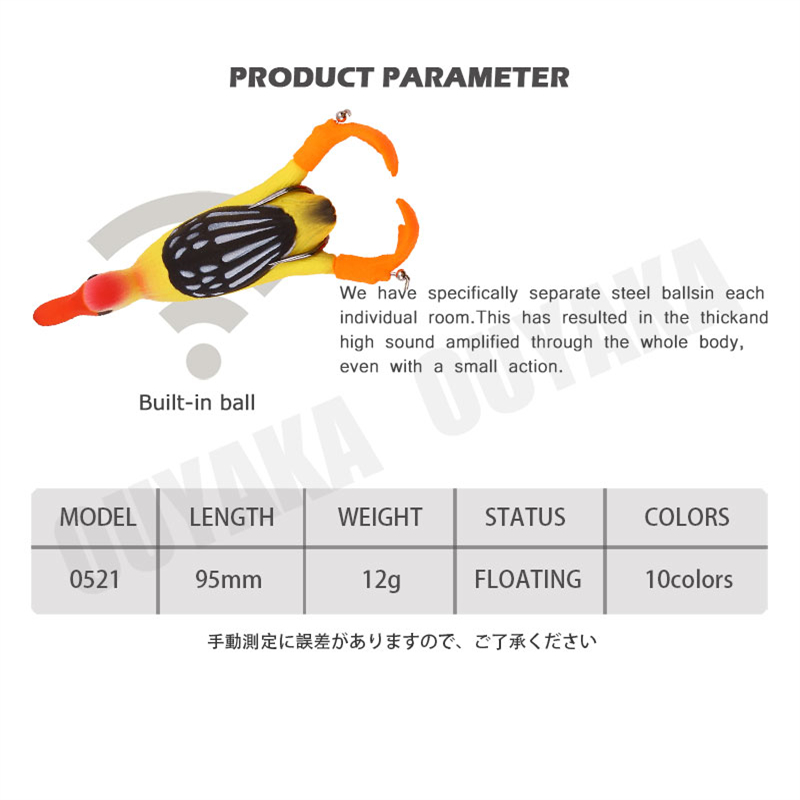 Peralatan memancing bebek, peralatan memancing berputar mengambang Isca berat buatan 12g 9.5cm Kit artikulos umpan lembut Pesca Pike Leurre
