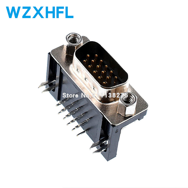 10PCS DB15 DR15 3 Reihen Parallel Port 15 Pin D Sub Weiblich Männlich 15 Weg PCB 90 Grad Stecker DB15 Buchse Stecker VGA Adapter