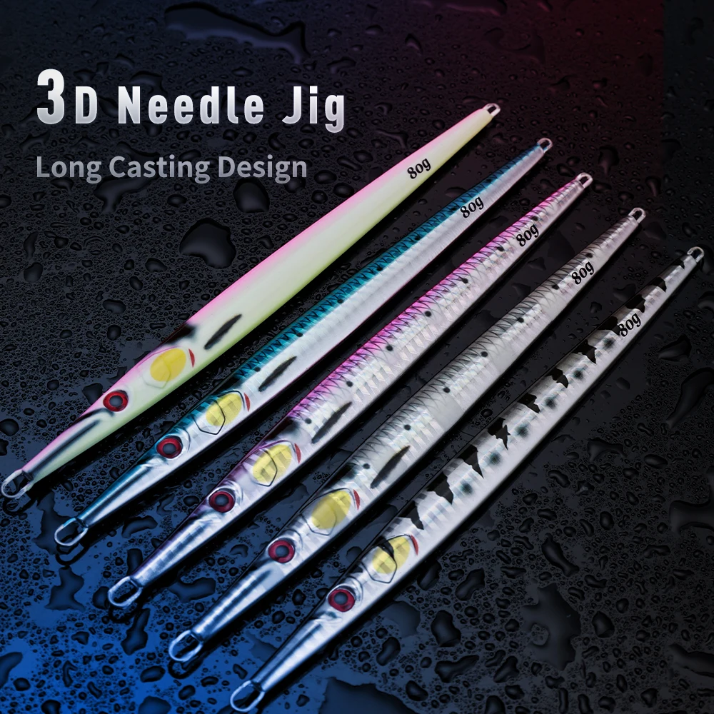 JIGGINGPRO 60G 80G 100G 3D In Kim Jig Tốc Độ Bộ Ghép Hình Nước Mặn Jigging Dụ