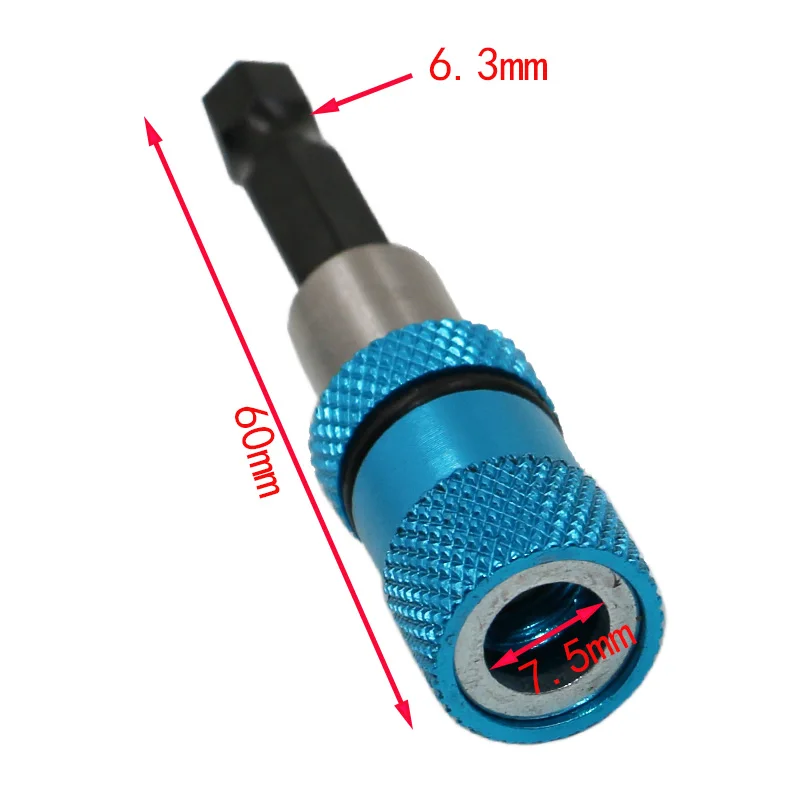 Màu xanh 1/4 Chuôi Lục Giác Máy Khoan Điện Từ Vít Giá Đỡ 60mm Dây Thép từ tính hạn chế điều chỉnh thanh nối dài