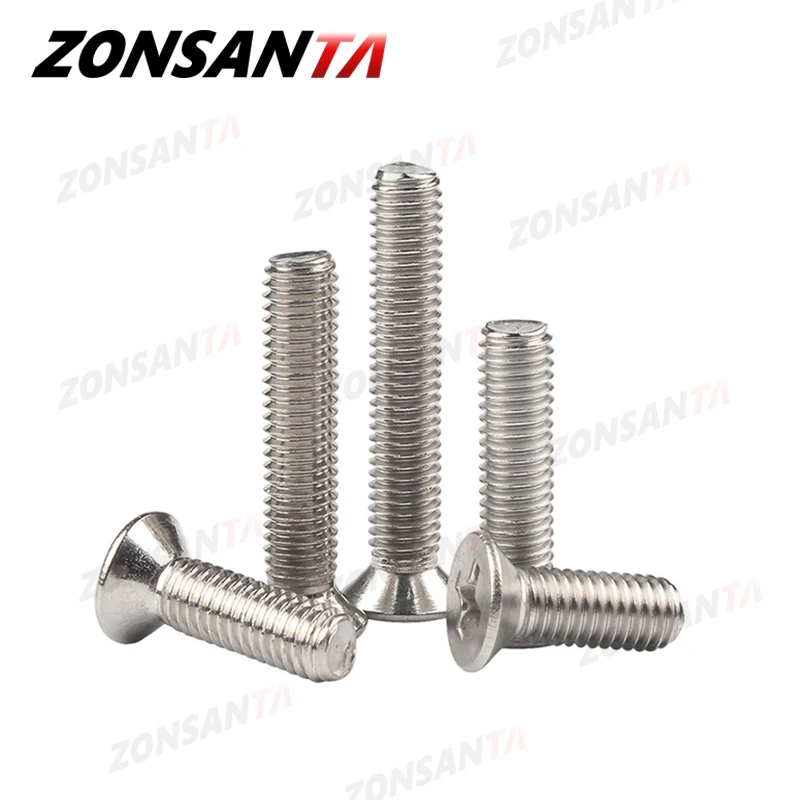 ZONSANTA M1.6 M2 M2.5 M3 M4 M5 M6 Mini Micro Nhỏ 304 Chữ Thập Bằng Thép Không Gỉ Phillips Phẳng Bu Lông Countersunk Đầu đồ Nội Thất Vít