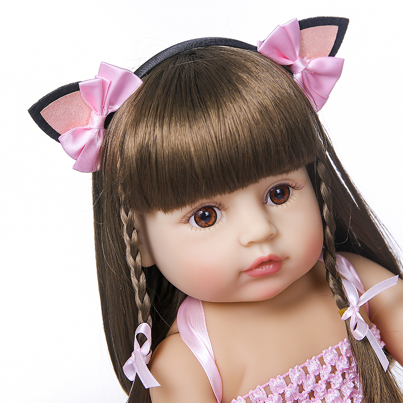 55 センチメートル NPK ベベ人形リボーン幼児女の子ピンクプリンセスバティおもちゃ非常に柔らかい全身シリコーン女の子人形