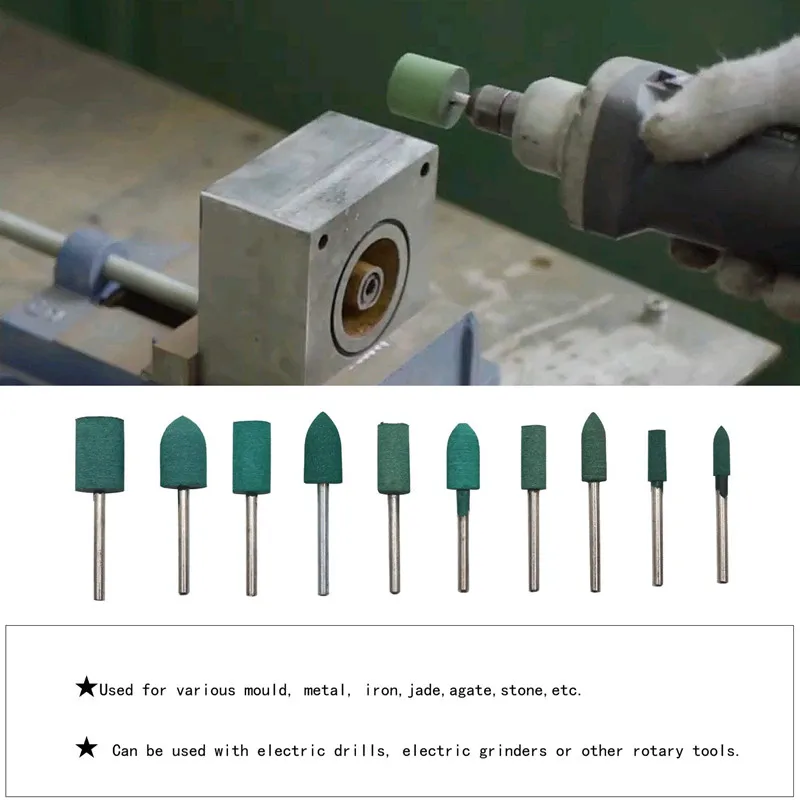 10PCS Rubber Ceramic Wool Felt Grinding Head Polishing Abrasive Wheel  Buffing Wheel for Dremel Rotary Power Tools 3mm Shank
