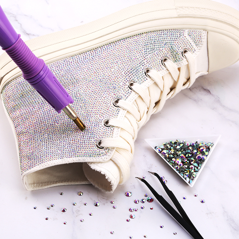 Hotfix Pha Lê Trong Suốt AB Flatback Sắt Trên Strass Đá Nóng Sửa Ren Cho Bộ Kim Chỉ Trang Trí Quần Áo Hạt