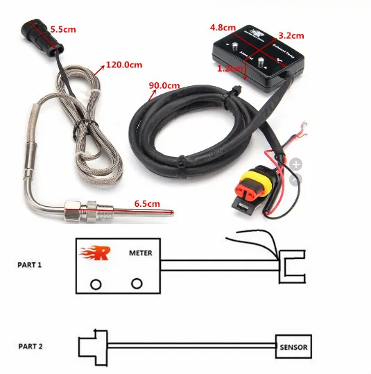 Medidor de temperatura de escape impermeable para coche, medidor de Gas de escape Digital con Sensor EXT, medidor de temperatura Turbo para 4WD Hilux Patrol EGT
