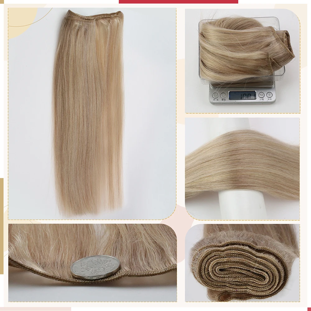 Moresoo May Trong Đôi Sợi Ngang Làm Tóc Dệt Tóc Con Người Lưng Máy Remy Tóc 100 Gram Mềm Và Mượt Dệt thẳng