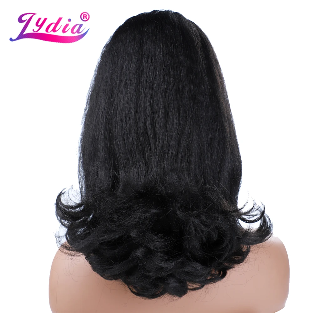 リディアテールワーピング合成 16 "変態ストレートヘアピース 2 つのプラスチックコーム巾着ポニーテールヘアエクステンション 1B #   黒