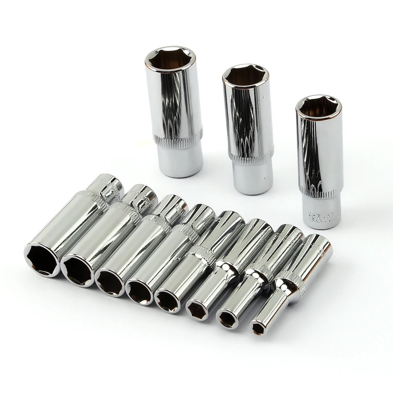 1 Chiếc 1/4-Inch 6.3 Mm CR-V 6 Sâu Ổ Cắm Ô TÔ Dụng Cụ Sửa Chữa Ratchet cờ Lê Đầu 50 Mm Chiều Dài