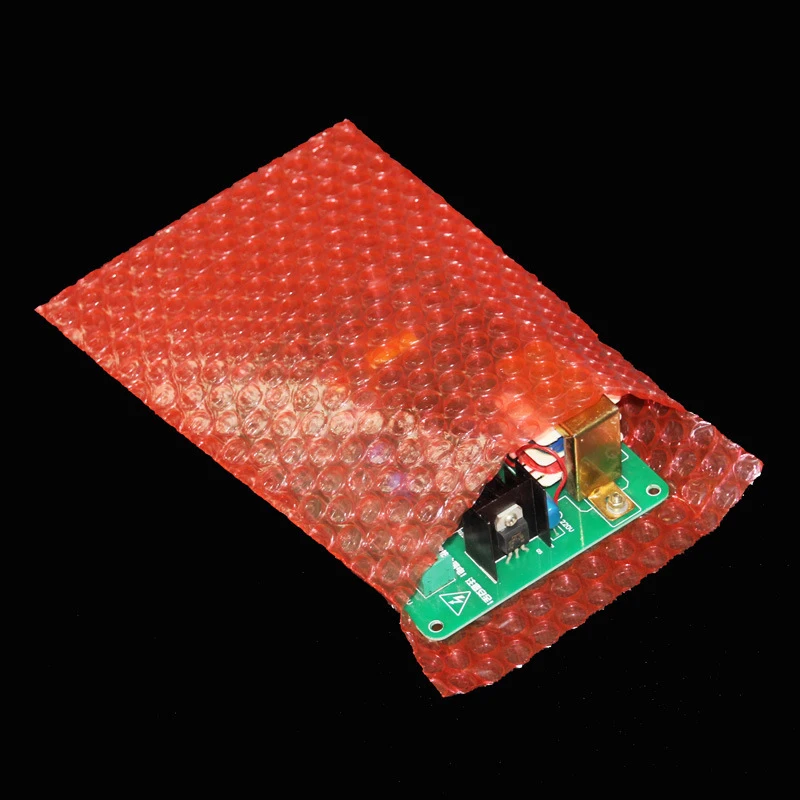 Bộ 50 10X15Cm Nhựa Đỏ Sách Bao Da Ốp Lưng Chống Tĩnh Điện Bong Bóng Túi PE Trong Suốt Chống Sốc Bao Bì Túi Đôi bộ Phim Bong Bóng Mailer