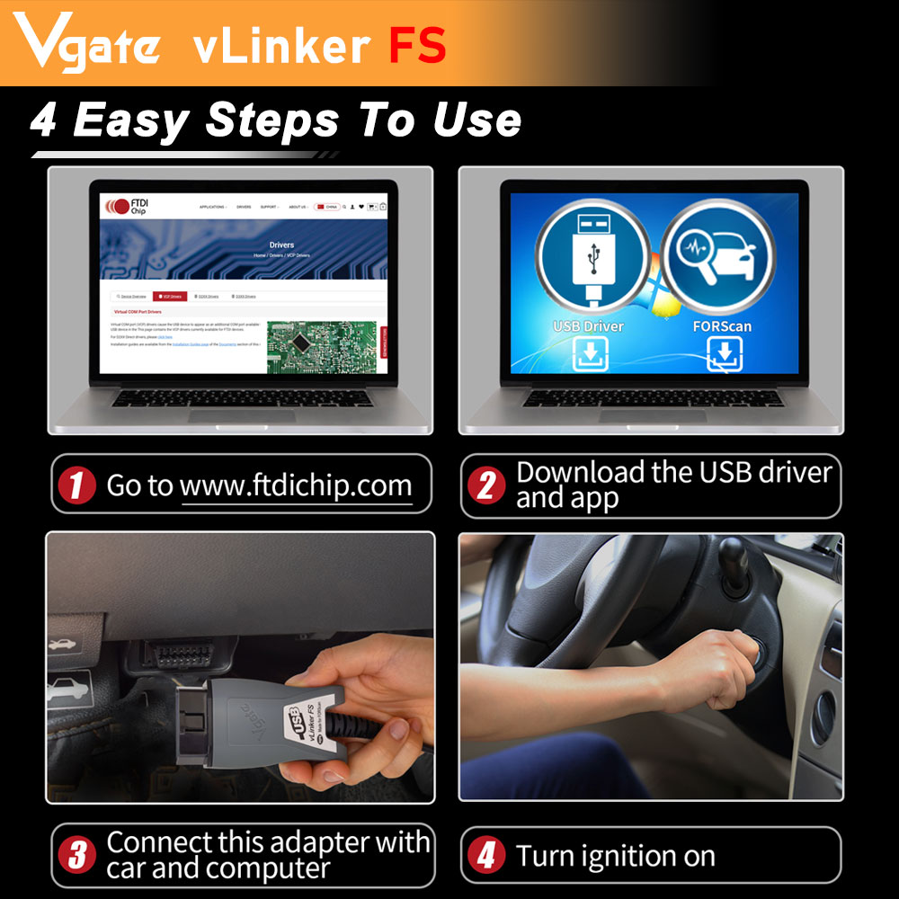 Vgate vLinker FS ELM327 Pour Ford FORScan HS/MS-CAN ORME 327 OBD 2 OBD2 Scanner Diagnostique De Voiture Outils D'interface OBDII Pour Mazda