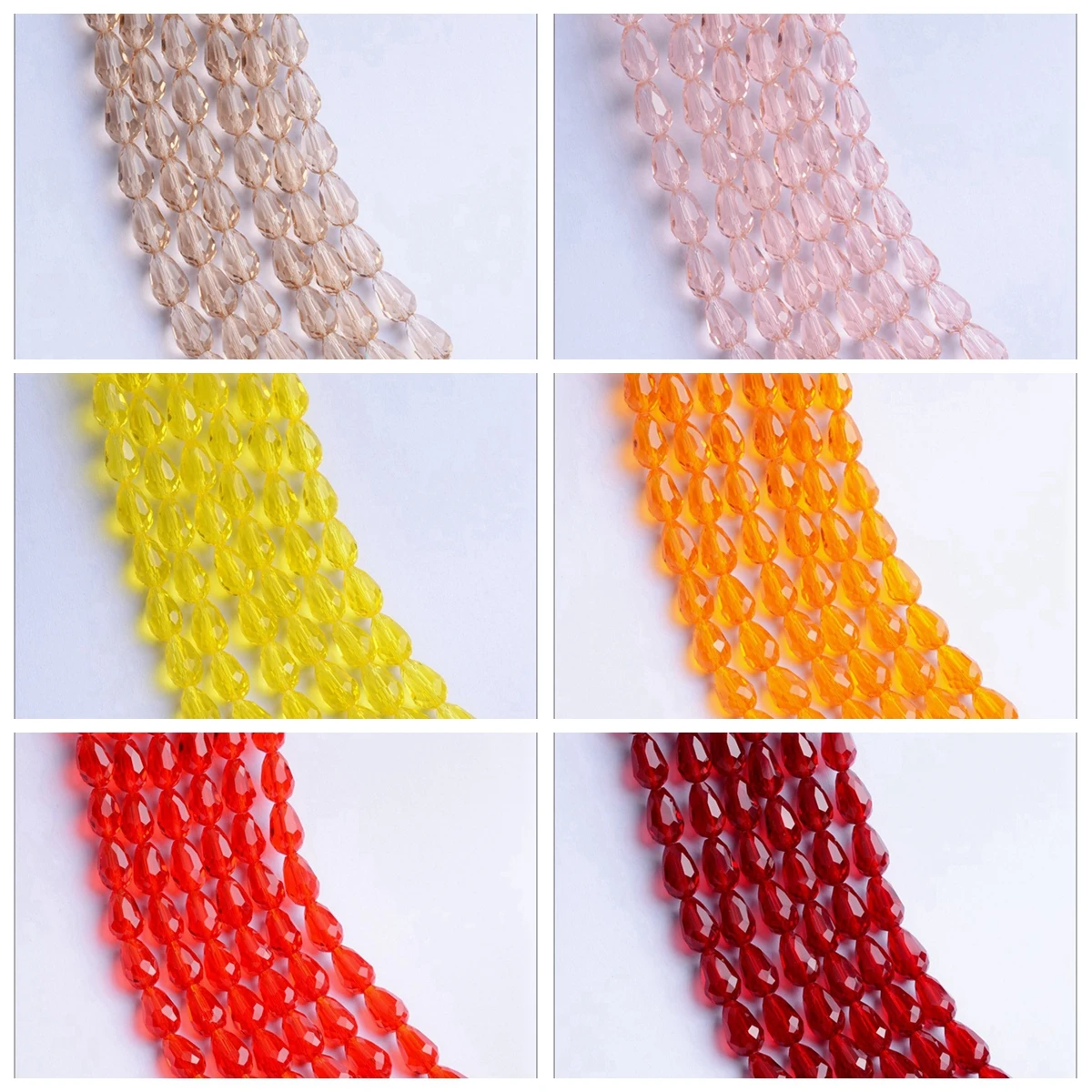 Teardrop Faceted แก้วคริสตัล 5x3 มม.8x6 มม.12x8 มม.15x10 มม.ลูกปัด Lot สําหรับเครื่องประดับทํา DIY ต่างหู