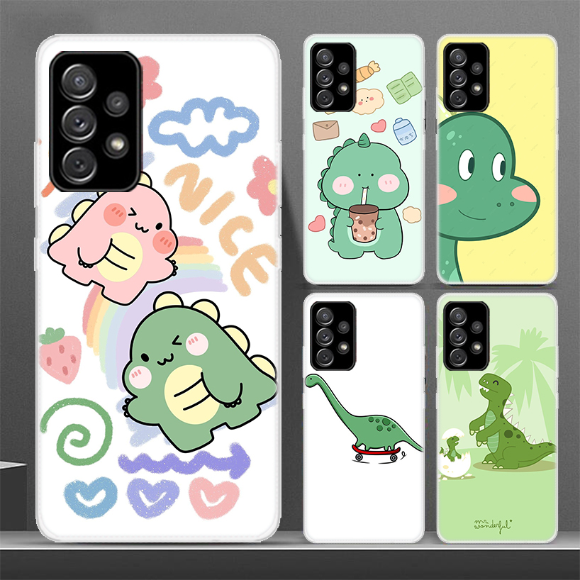 Casing ponsel dinosaurus kartun lucu, untuk Samsung Galaxy A12 A13 A14 A22 A23 A24 A32 A33 A34 A52 A53 A54 A72 A73 A02S A03S A04S A42
