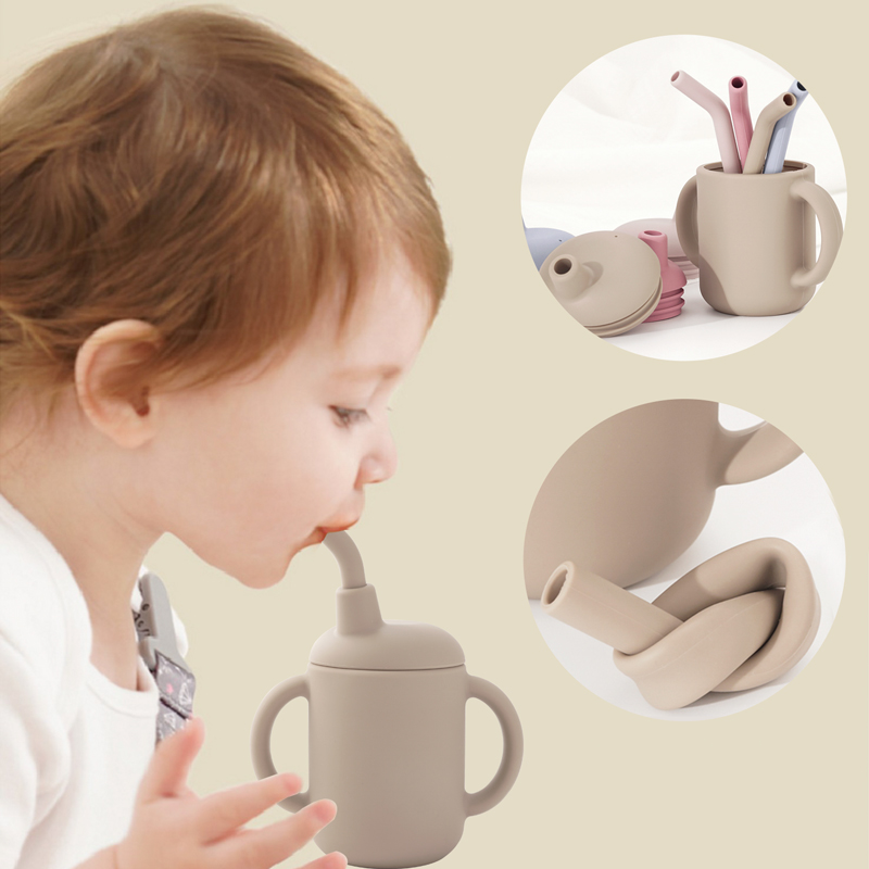 Di Động Cho Bé Cốc Trẻ Em Học Tập Drinkware Chất Lỏng Ăn Silicone Sippy Ly Chống Rò Rỉ Cốc Bé Ống Hút Nước