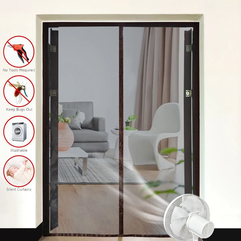 2021 Mới Từ Tính Cửa Màn Chống Muỗi Bay Côn Trùng Lưới Đóng Mở Tự Động Kích Thước Tùy Chỉnh Cài Đặt Dễ Dàng