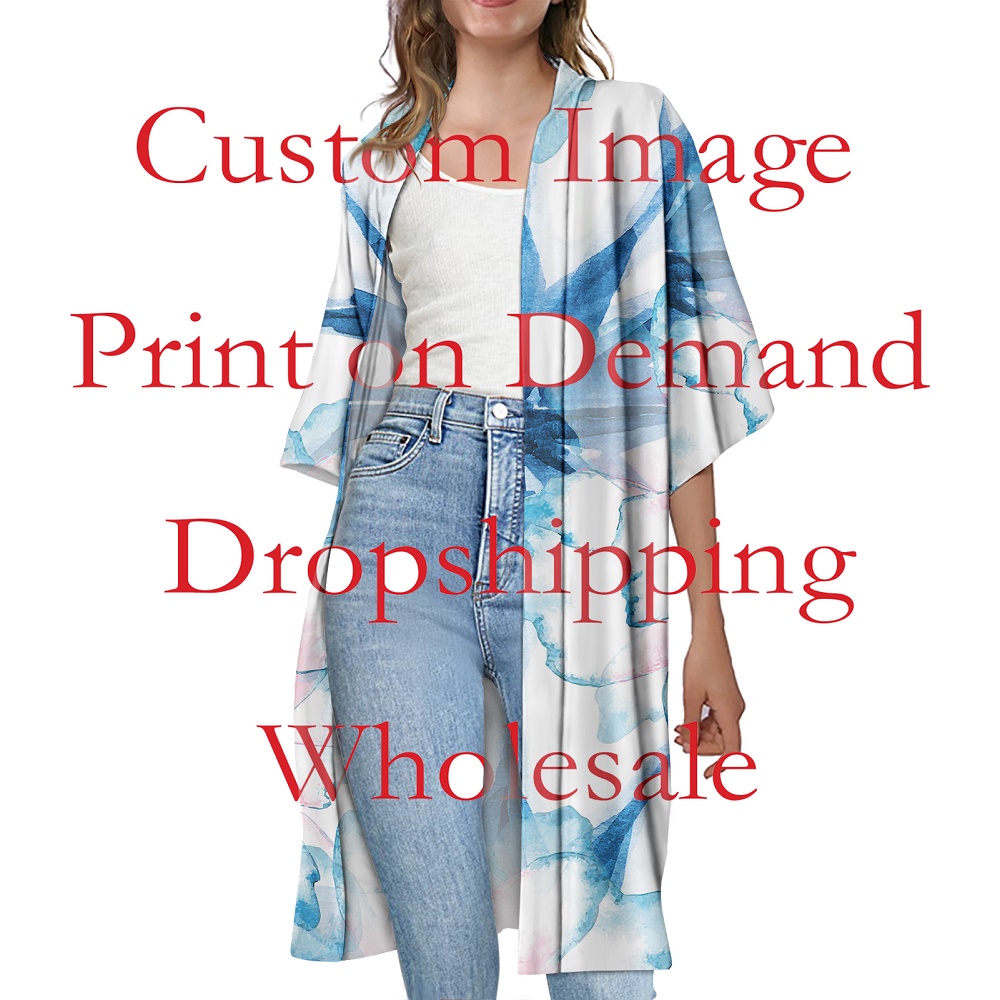 Jubah Kustom Desain Suku Polinesia Atasan Lengan Pendek Atasan Kardigan Wanita Mantel Parit Gadis Pelindung Matahari Kimono