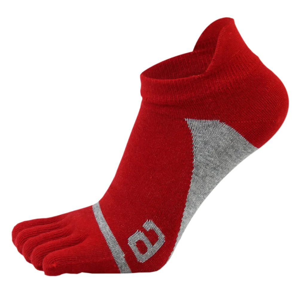 Calcetines tobilleros de cinco dedos de algodón puro liso para hombre, desodorante de malla transpirable, suave, elástico, duradero, No Show Toe, calcetines náuticos deportivos