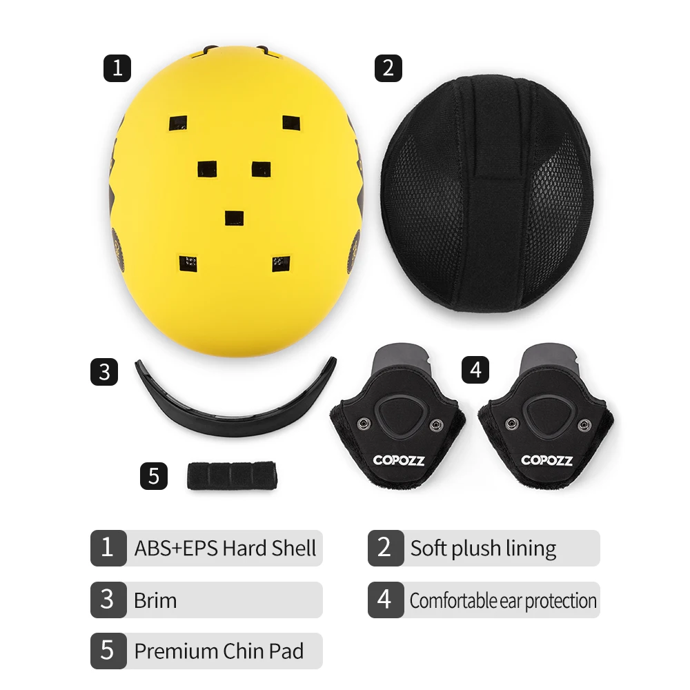 Copozzキッズ漫画スキーヘルメット一体成形安全屋外スキーサイクリング保護ヘルメットスキー用具
